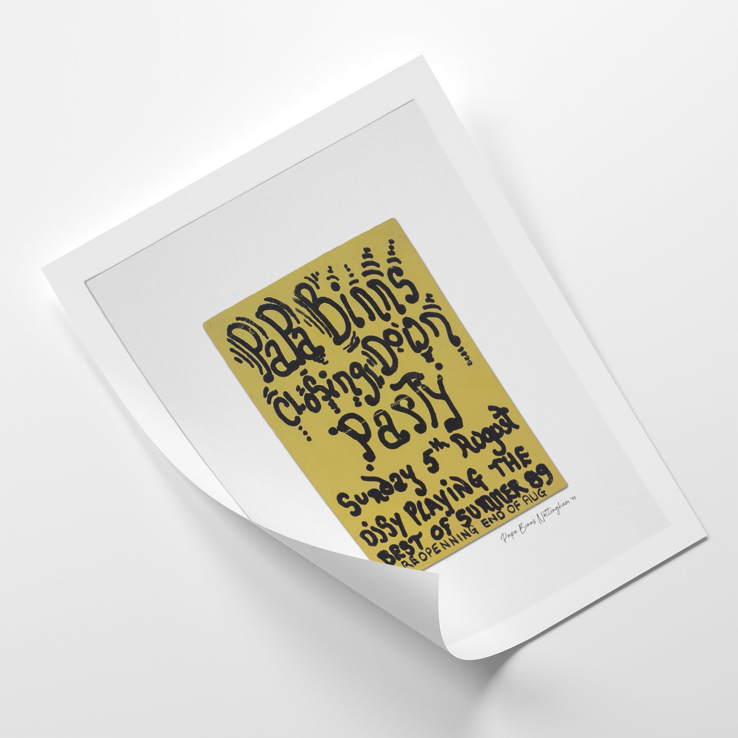 PaPa-Binns - Photographic Print of Rave Flyer-Jason Groom Designs