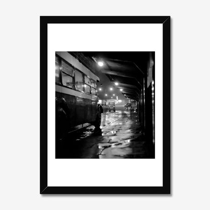 Vintage Black and White Nottingham Bus Station Photograph Print Wall Art