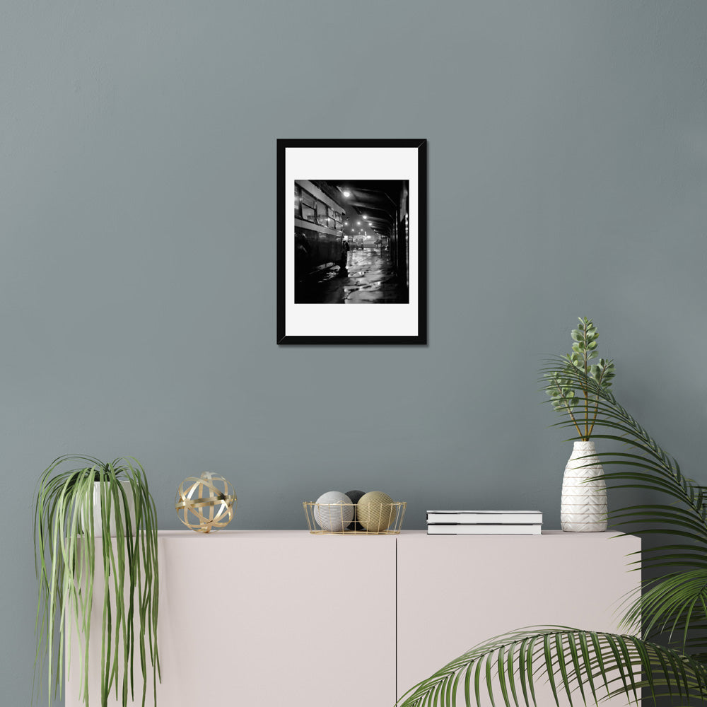 Vintage Black and White Nottingham Bus Station Photograph Print Wall Art